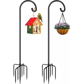 Derkniel Shepherd Hook 108 Inch Tall Heavy-Duty Metal Garden Hanging Pole Stake for Bird