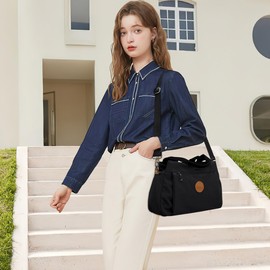 DEEVORCA Fashion Women's Shoulder Bag Daily Casual Ladies Travel Messenger Bag Multifunctional Women Crossbody Bag Work Shopping Dating Multi Pocket Large Nylon Handbag Black B