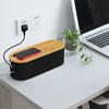 CRROEL Cable management box, cable organiser box with bamboo lid
