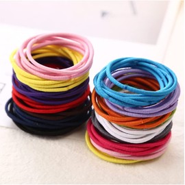 ISABELLA MOON 50Pcs Girls Women 2.5mm Thin School Uniform Endless Hair Elastics Bobbles Hair Ties Bands Ponios Ponytail Holders (Red)