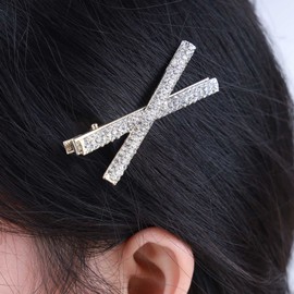 Inateannal Silver Rhinestone Hair Clip X-shaped Crystal Hair Pins Clip Crystal Wedding Hair Clip Barrette Bling Rhinestone Bridal Head Clip Headpiece Accessories for Women and Girls