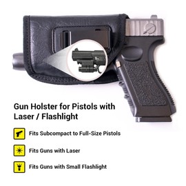 POYOLEE Concealed Carry Holster, Universal IWB Gun Holster with Underbarrel Laser Flashlight Mounted on Gun,Fits Glock 17/19/20/23 | Beretta 92 FS, PX4, XDM, HK USP, MP and More… (Right)