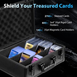 WOT I Collector's Trading Card Storage Box, Holds 3x4” Rigid/Magnetic Card Holders/Sleeved Cards, Reinforced Travel-Ready Card Case for Sports(Baseball, Football), Games&Trading Cards
