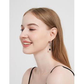 Vetieeimo Teardrop Long Dangle Earrings for Women Trendy Hook Dangling Earrings Fit Wedding Prom, Cubic Zirconia, Cubic Zirconia