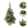 Tomaibaby 1Pc Pine Tree with Wood Base Mini Christmas Tree