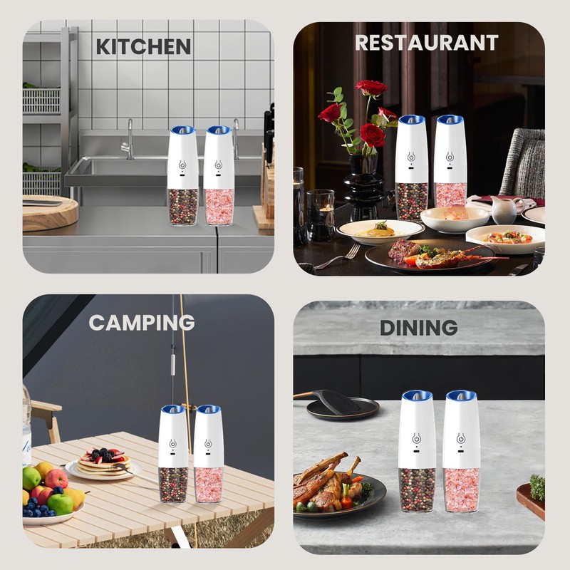 BELRIGO Rechargeable Salt And Pepper Grinder Set with LED Light,