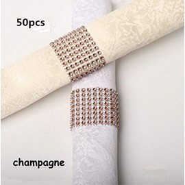 King&Pig 50pcs Plastic Napkin Rings Hotel Wedding Chair Sash Napkin Rings for Party Decorations (Champagne)