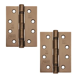 Excel XL869-ANB Pair of 4" Grade 11 Door Hinges, Antique Brass