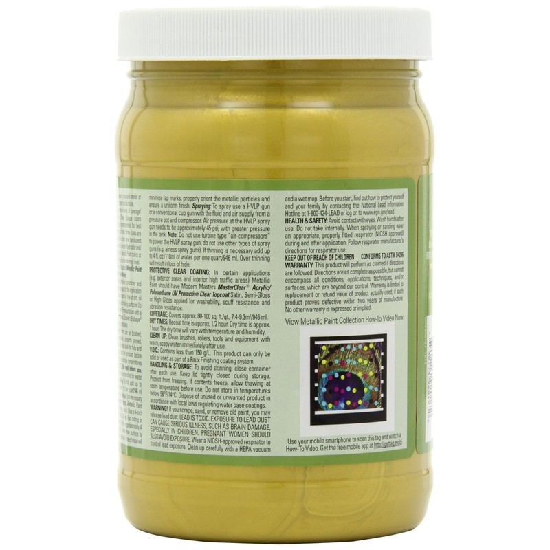 qt Modern Masters ME660 Pharaohs Gold Metallic Paint Collection, Satin