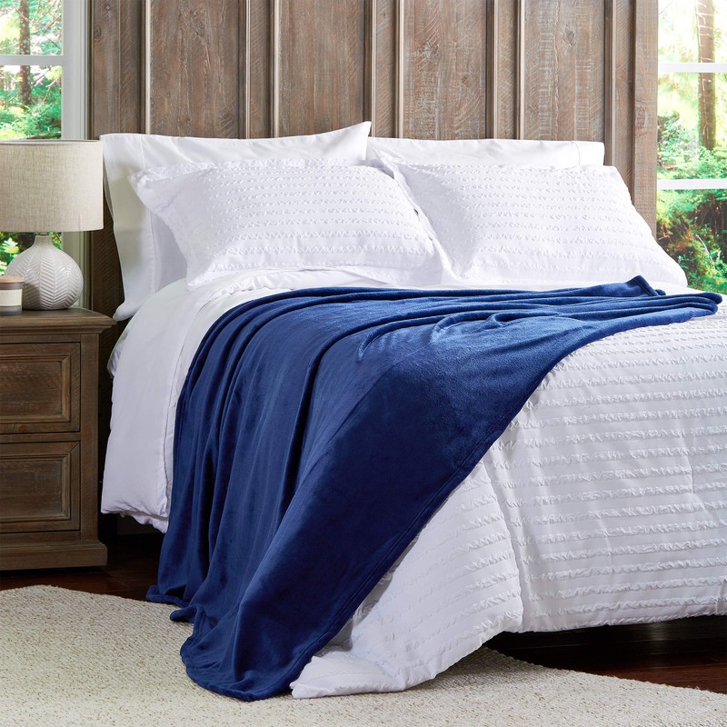 Bedford Home Oversized Microfiber Velvet Solid Polyester Throw Blanket –