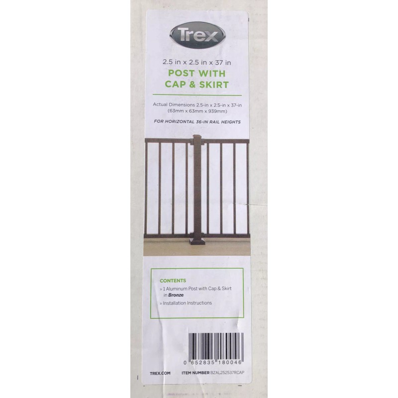 Trex Signature BRONZE 36-in HORIZONTAL Aluminum Post Kit w/ Cap