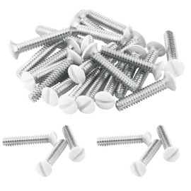 SBRRAIL 3/4 Inch Long 6-32 Thread Wall Plate Screws for Outlet Switch Covers Face Plates Electrical Light Panel White Oval Head Milled Slot Screw Replacement 100pcs