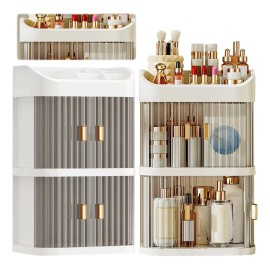 Organizador De Maquillaje 3 Capas Con Puerta Transparente                                                                                             