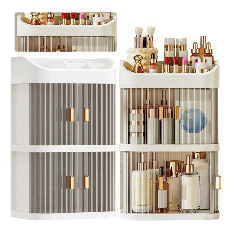 Organizador De Maquillaje 3 Capas Con Puerta Transparente
