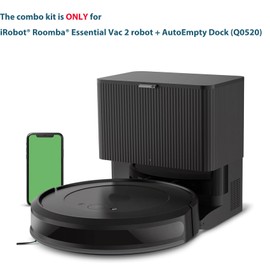 JoyBros Replacement Parts Accessories for iRobot Roomba Combo Essential Vac 2 Q0520 1 Main Brush Rollers, 4 Hepa Filters, 4 Side Brushes, 4 Dust Bags,1 Brush Cleaning Tool