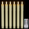GenSwin Flameless Taper Candles with Remote Timer, 6Pcs Drip Wax