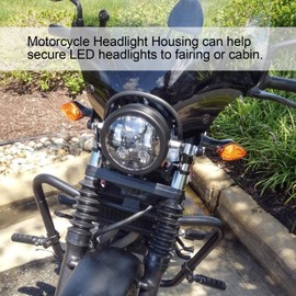 Akozón Carcasa de Faro de Motocicleta, Soporte de Cubo de Motocicleta de Metal de 7 Pulgadas Carcasa de Cubo de Faro de Motocicleta Universal para Faros LED Tubos de Horquilla de 38‑51 Mm