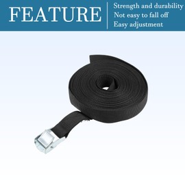 QUARKZMAN 8 m x 25 mm x 1.1 mm lashing strap x 1 piece adjustable secure straps up to 80 kg for kayak and cargo [black]