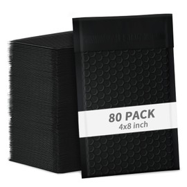 skardeco 4x8 Inch Black Bubble Mailers 80 Pack Self-Seal Poly Padded Envelopes Suitable for Small Businesses to Package and Mail Jewelry Cosmetics, Electronic Products, Cards (Black, 4 x 8-80)