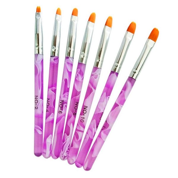 FULINJOY 7 PCS Acrylic Nail False Tips Builder Brush Pen Drawing Brushes Pen Tool Set