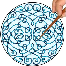 Mandalynths Blue Celtic Curls Mindfulness Art for Stress, Anxiety and Attention Management