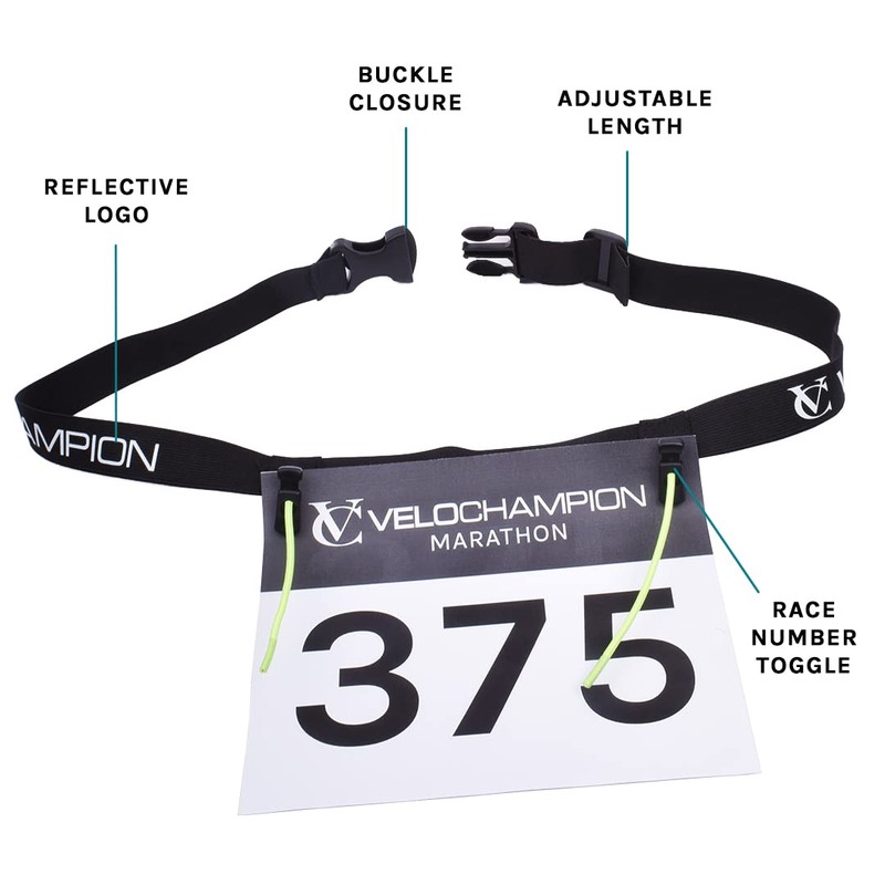 Adjustable Elastic Triathlon, Marathon, Running Sports Number Belt with Clip
