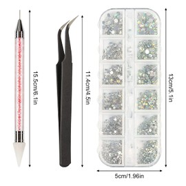 Pedrería para Uñas Decoracion de Uñas Manicura de Diamantes de Imitación AB Diamantes de Imitación para Arte de Uñas Gemas de Uñas Suministros para Decoración de Uñas Kit de Diseño de Uñas Con Bolígrafo Puntero y Pinzas de Recogida para Uñas Zapatos (150