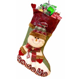 YJWZ Christmas Stockings,49cm Large Xmas Stockings Classic Large Stockings Santa, Snowman, Reindeer Xmas Character for Adults & Kids, Candy Pouch Gift Bag for Stairs Fireplace Hanging Xmas Home Dec