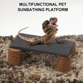 CAPASTEC Reptiles Slate Rocks, Basking Surface Reptile Basking Platform, Enhances Climbing Activity, Black Gray, 1 Set