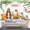 Woodland Baby Shower Backdrop Banner, Large Fabric Jungle Animal Birthday