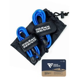 Rogue Endeavor Fishing Rod Leash & Kayak Paddle Leash Kit, Kayak Fishing & Paddle Boarding - 48" Shock Cord, Quick Release Clip, Neoprene Lined Strap and Carrying Bag (Set of 2) (Blue)