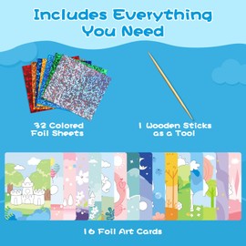 Nilez Foil Art Kit for Kids Princess Paper Crafts Arts and Crafts for Kids Fun Kit Projects Activities Craft Crafts 6 7 8 9 10 Girls Children