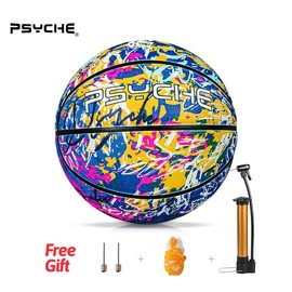 PSYCHE Original Rubber Basketball with Free Ball Pump and Needles Deep Channel Construction Streetball Made for Indoor Outdoor Basketball Games - Colour: Red&White&Blue, Size: #3（4-6 years old）