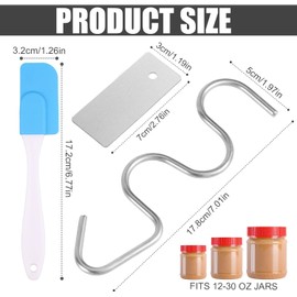 1Pc Nut Butter Stirrer,Peanut Butter Stirrer Tool,Stainless Steel Peanut Butter Stirrer Peanut Butter Mixer,Stainless Steel Peanut Butter Manual Stirrer with Scraper