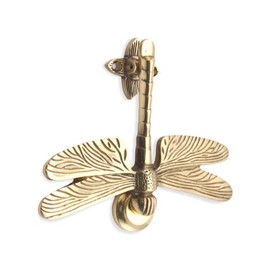 Infinity Decor Polished Brass Dragonfly Shaped Door Knocker – Solid Brass Hand Door Knocker for Entrance Front Doors