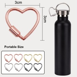 DACUAN Heart Shaped Key Ring, Heart Carabiner Clip, 8 PCS Cute Carabiner Keychain, Small Spring Snap Hooks, Mini Metal Heart Buckle for Hiking Fishing Traveling, Snap Hook, Multicolor (Medium)