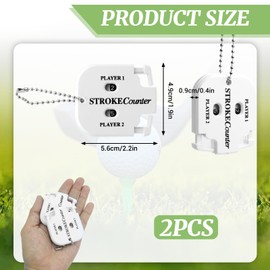 Aihoom 2PCS Golf Stroke Counter, Clicker Counter with Keychain, Portable Golf Shot Counter Score Keeper with Dial Reset, Handy Golf Accessories for Counting, Practice, Competitions and Games (White)