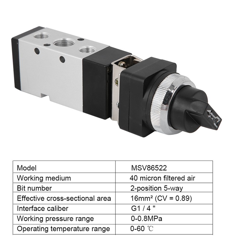 MSV86522-TB 2-Position 5-Way Mechanical Button Valve Switch Valve for Pneumatic