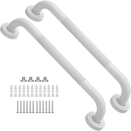 2 Pack 16 Inch Shower Grab Bar - 1.25" Diameter, ZUEXT White Stainless Steel Bathroom Grab Bar Handle, Bath Balance Bar,Safety Hand Rail Support,Handicap Injury Elderly Senior Assist Bath Handle