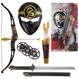 Kids Ninja Warrior Weapons Toy Pretend Role Play Set Cosplay Costume Accessories