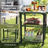 3-Shelf Outdoor Grill Cart with Stainless Steel Tabletop Movable Pizza