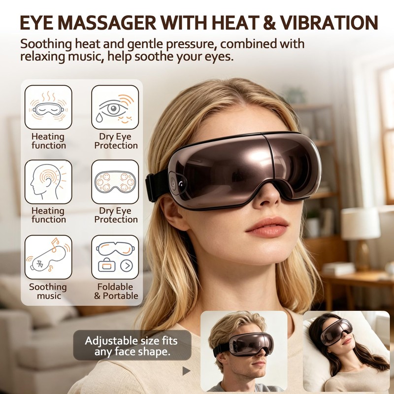 FSA-HSA Eye Massager with Heat for Eye Strain, Dry Eyes,