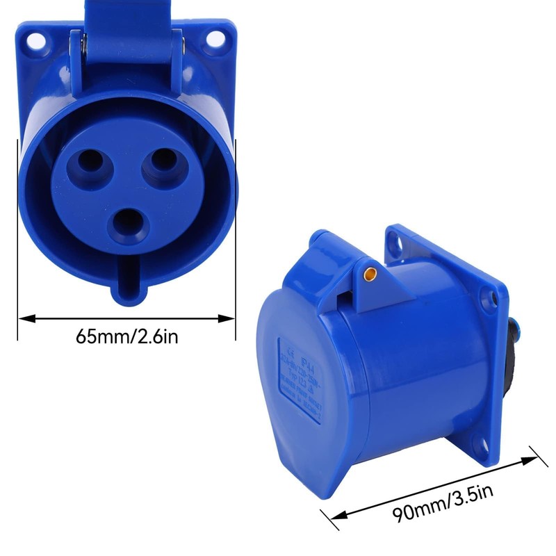 Surface-Mounted Socket, 3-Pin Industrial Socket, 32 A, 220-250 V Single-Phase