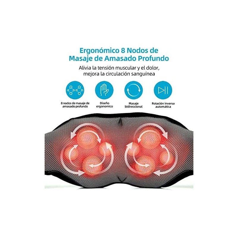 Masajeador Shiatsu para Cuello y Espalda con Calor y 8