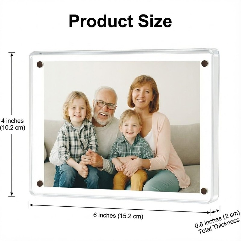Leoriaie 6 PCS Magnetic Picture Frame for Fridge, 4 x