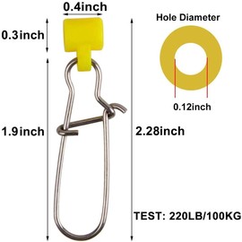 Fishing Sinker Slide with Snap High-Strength Fishing Line Sinker Slide Safety Snap for Braided Line (30pcs)