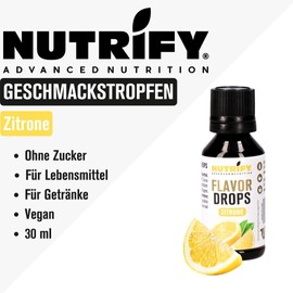 NUTRIFY Flavor Drops Lemon 5 x 30 ml Value Pack Aroma Drops without Calories, for Food & Drinks, Sugar-Free, Fat-Free, Vegan, No Artificial Colours