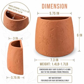 Terracotta Decorative Bookends, 2-Piece Flower Pot Book Ends for Shelves