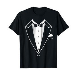 Tuxedo Costume Shirt Adult Men Women Kids Tux Suit Bow Tie T-Shirt