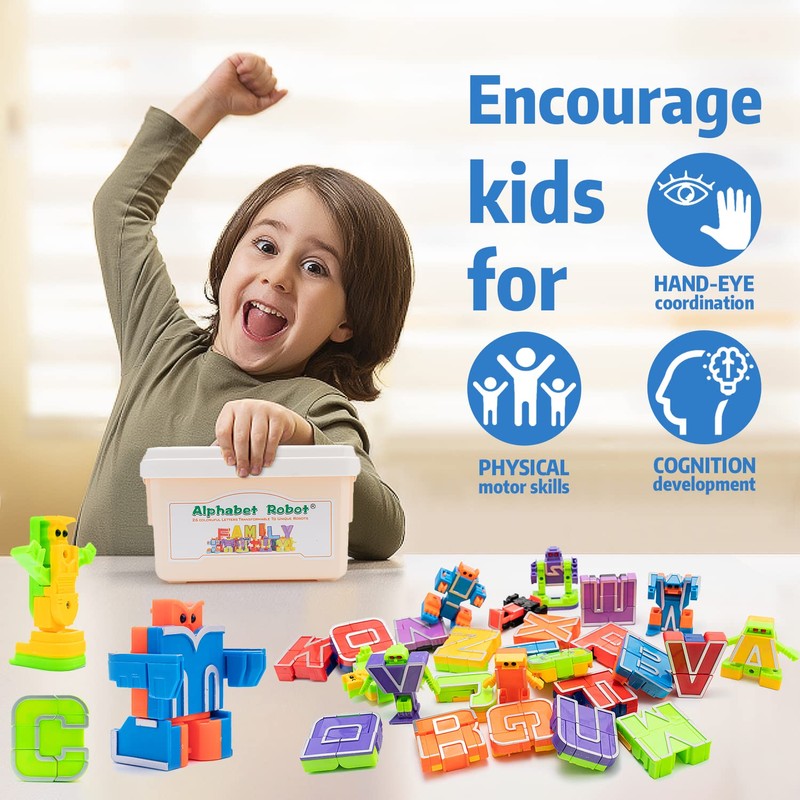 26 Pieces Alphabet Robots for Kids Alphabet Learning Toys, Alphabots